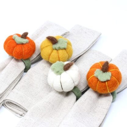 Pumpkin Napkin Rings - Set of Four Colors - Global Groove (T)