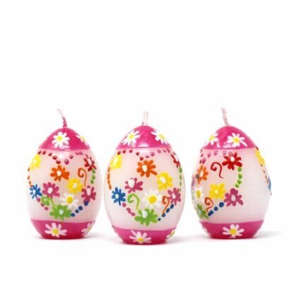 Hand-Painted Oval Votive Candles, Boxed Set of 3 (Mamako Design)