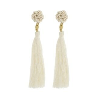 The Rosette Tassel Earring, Cream - Aid Through Trade