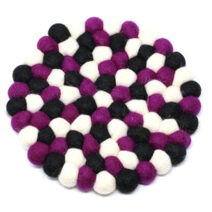 Hand Crafted Felt Ball Coasters from Nepal: 4-pack, Royal Multicolor - Global Groove (T)