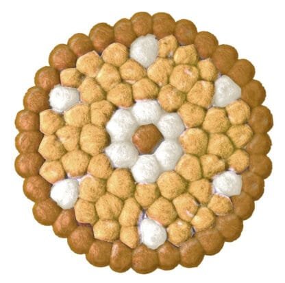 Hand Crafted Felt Ball Trivets from Nepal: Round Flower Design, Golds - Global Groove (T)