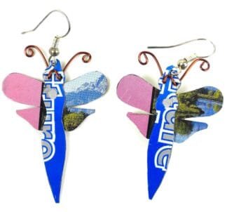 Set of 10 Dragonfly Tin Can Earrings