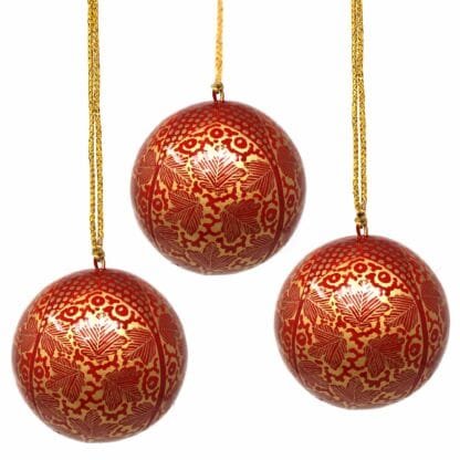 Handpainted Ornaments, Gold Chinar Leaves - Pack of 3