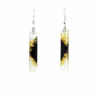 Long Rectangle Glass Dangle Earrings, Coffee Bean - Tili Glass