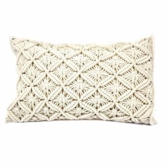 Macrame Cushion Cover, Rectangular Beige