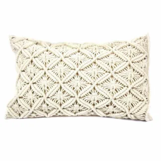 Macrame Cushion Cover, Rectangular Beige