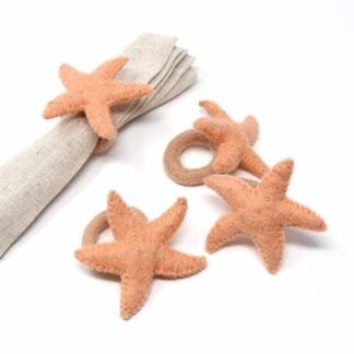 Hand-felted Starfish Napkin Rings, Set of Four Sand - Global Groove (T)