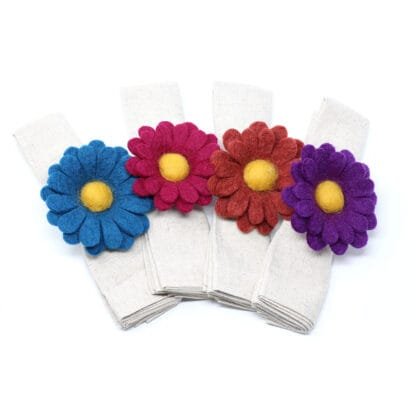 Gerber Daisy Napkin Rings - Set of Four Colors - Global Groove (T)