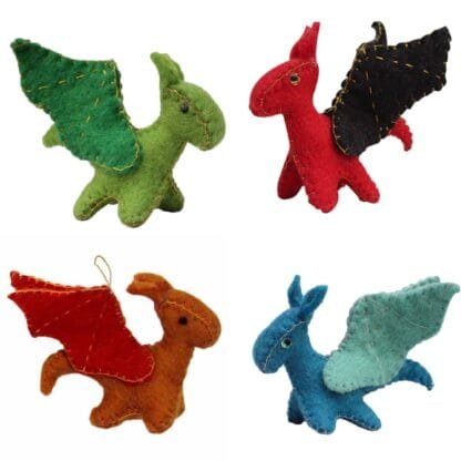 Mythical Dragons Felt Ornaments, Set of 4