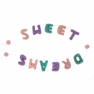 Hand Crafted Felt from Nepal: Sweet Dreams Garland, Pink/Lavender/Turquoise - Global Groove