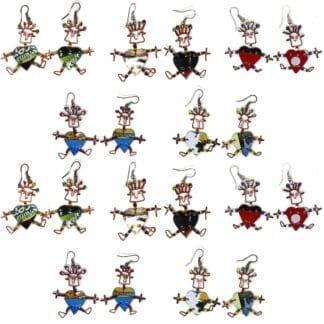 Set of 10 Dancing Heart Earrings in Various Colors - Creative Alternatives