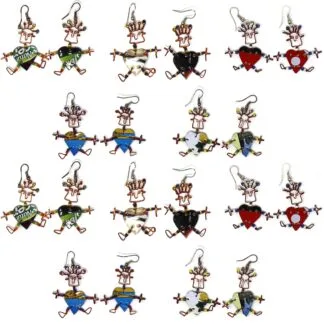 Set of 10 Dancing Heart Earrings in Various Colors - Creative Alternatives
