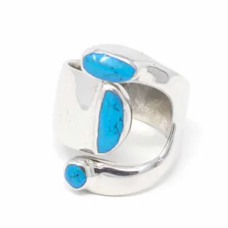 Alpaca Silver Wrap Ring, Turquoise - Size 8