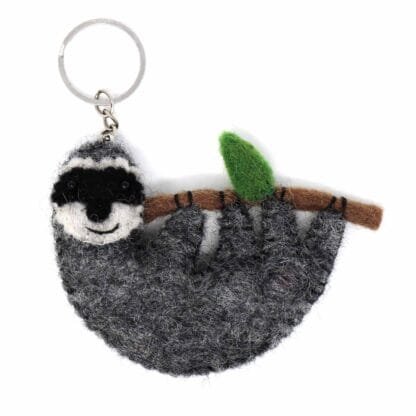 Hand Crafted Felt from Nepal: Key Chain, Sloth - Global Groove (A)