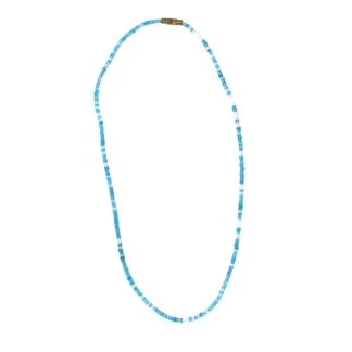 Single Strand Maasai Bead Necklace, Blue with White Accent Beads