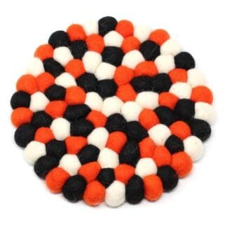 Hand Crafted Felt Ball Coasters from Nepal: 4-pack, Vibrant Multicolor - Global Groove (T)