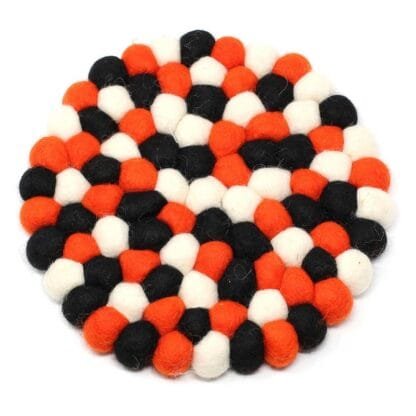 Hand Crafted Felt Ball Coasters from Nepal: 4-pack, Vibrant Multicolor - Global Groove (T)