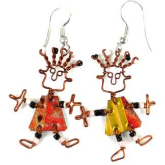 Set of 10 Dancing Dangle Earrings with Tin Can Body