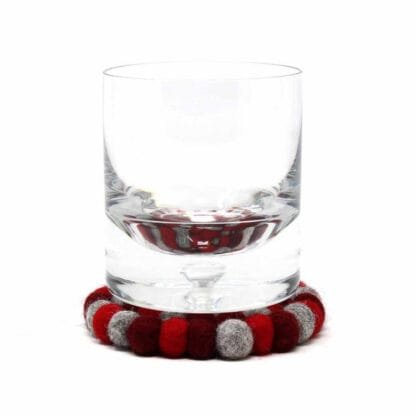 Hand Crafted Felt Ball Coasters from Nepal: 4-pack, Chakra Reds - Global Groove (T) - Image 3