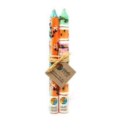 Tall Hand Painted Candles - Pair -Imbali Design - Nobunto - Image 4