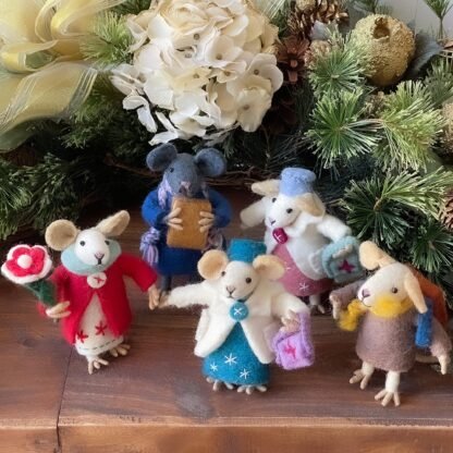 Family of Mice Handmade Fel Collectibles, Set of Five - Image 2