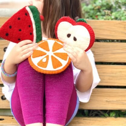 Handmade Felt Fruit Coin Purse - Orange - Global Groove (P) - Image 3