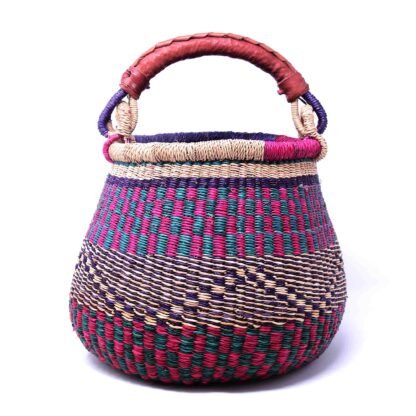 Small Bolga Pot Basket - Mixed Colors - Image 4