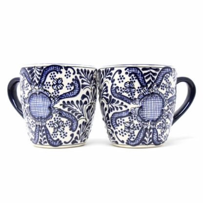 Rounded Mugs - Blue Flowers Pattern, Set of Two - Encantada - Image 4