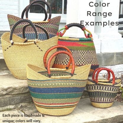 Bolga Pot Design Market Basket, Mixed Colors - Image 9