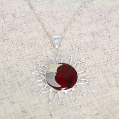 Sun and Moon Red Jasper Pendant with Chain - Image 7