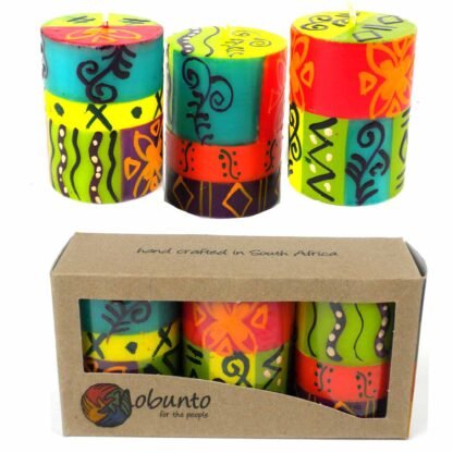 Set of Three Boxed Hand-Painted Candles - Matuko Design - Nobunto