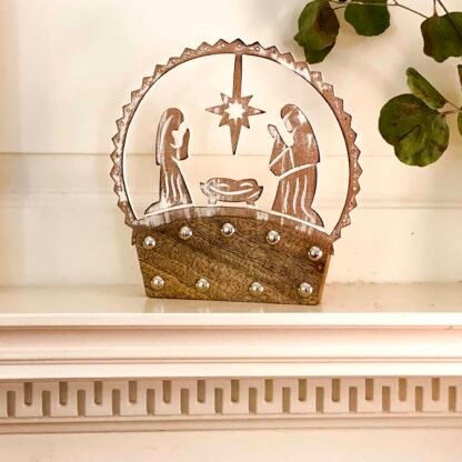 Mango Wood Tabletop Nativity Silhouette - Image 8