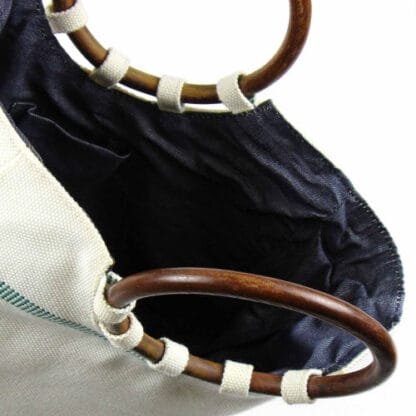Firehose Wood Handled White Bag - Image 4