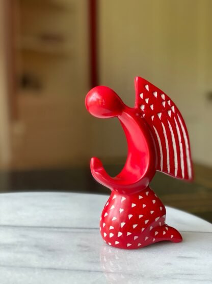 Praying Angel Soapstone Sculpture - Red Finish - Image 3