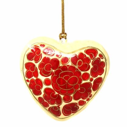 Handpainted Ornaments, Floral Heart - Pack of 3 - Image 2