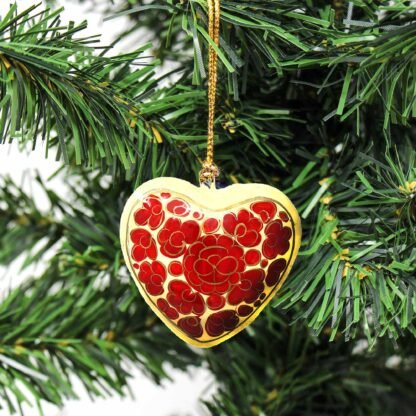 Handpainted Ornaments, Floral Heart - Pack of 3 - Image 3