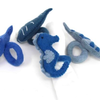 Nautical Shark, Whale & Seahorse Felt Napkin Rings, Set of 4 - Image 8