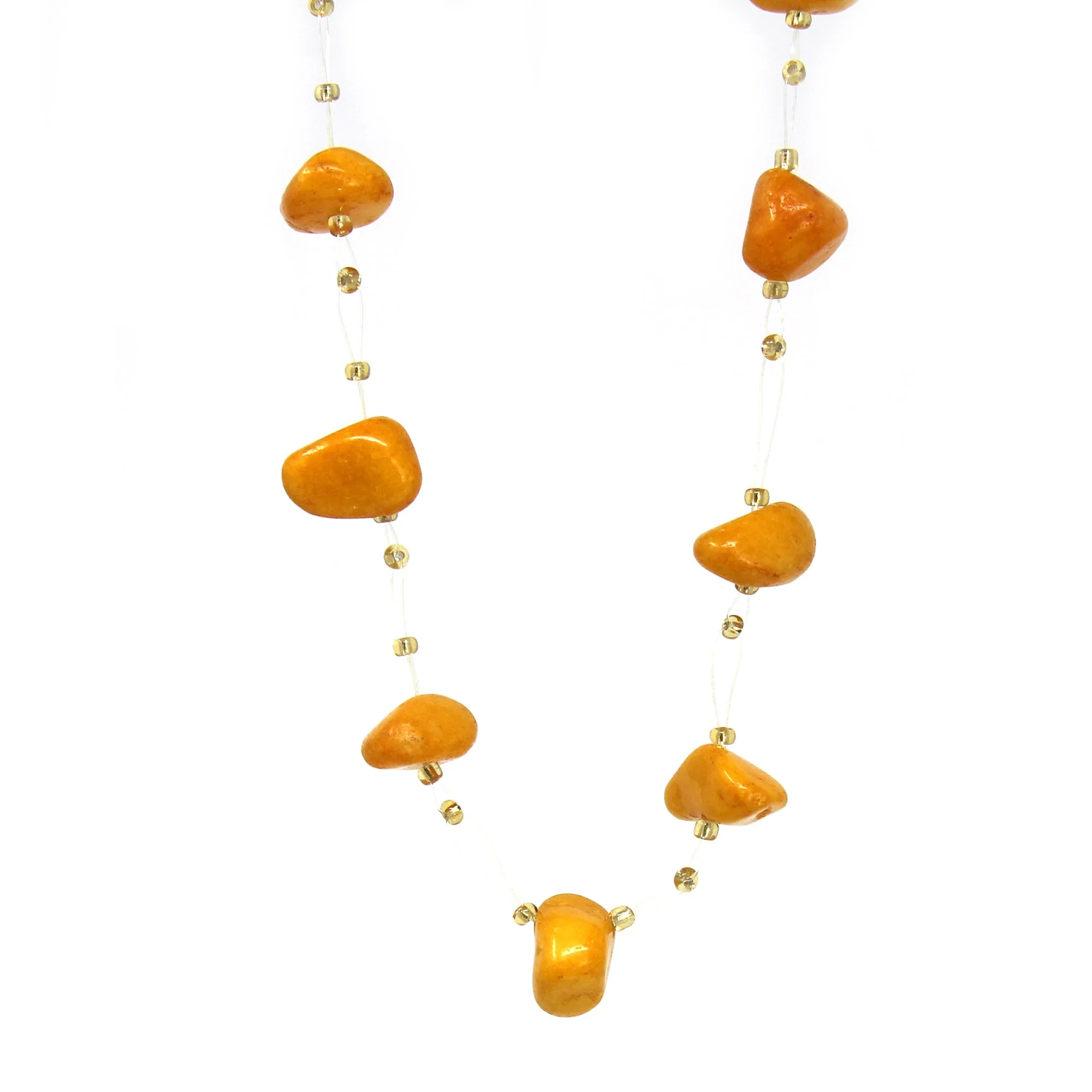 Floating Stone & Maasai Bead Necklace, Pumpkin Spice - Image 2
