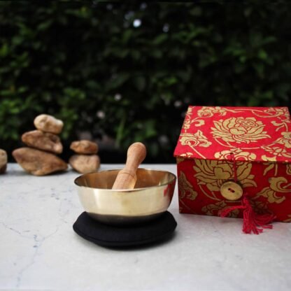 Meditation Bowl Box: 3'' Red Lotus - DZI (Meditation) - Image 3