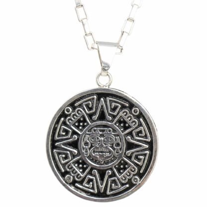 Alpaca Silver Aztec Face Pendant with Chain - Image 7