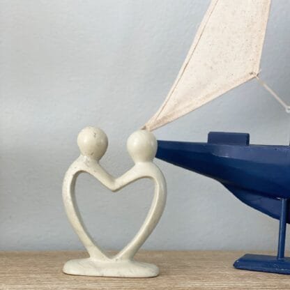 Handcrafted Soapstone Lover's Heart Sculpture in White - Smolart - Image 2