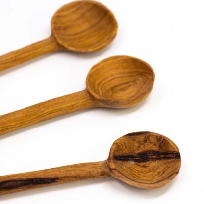 Simple Batik Olive Wood Appetizer Set of 3 (Fork, Spoon, Spreader) - Image 4