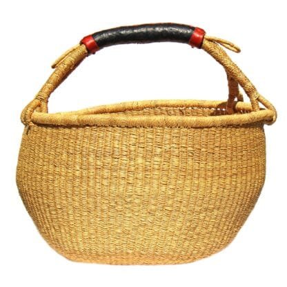 Bolga Market Basket, Extra Large - Natural with Leather Handle - Image 2