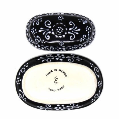 Encantada Handmade Pottery Butter Dish, Black & White - Image 6