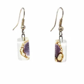 Coffee Bean Design Small Glass Earrings - Tili Glass