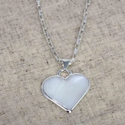 Corazon Blanco White Heart Pendant with Chain - Image 2