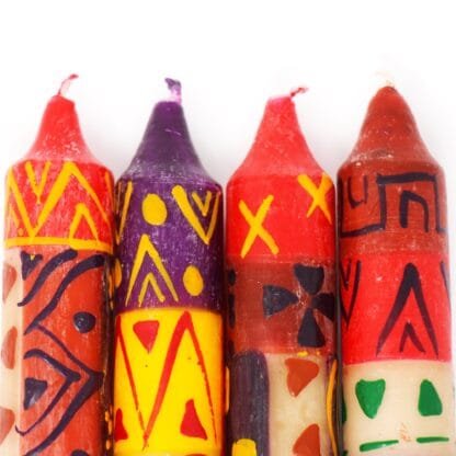 Hand-Painted 4" Dinner or Shabbat Candles, Set of 4  (Indabuko Design) - Image 4