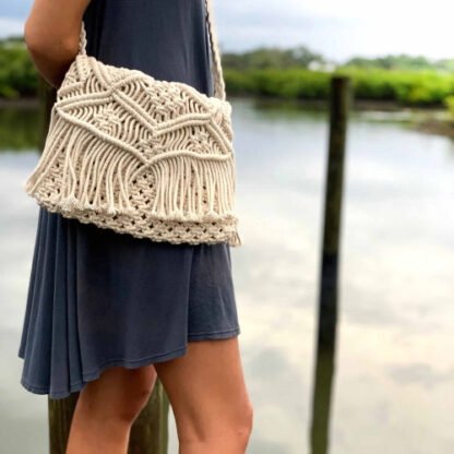 Macrame Shoulder Bag, Cream - Image 7