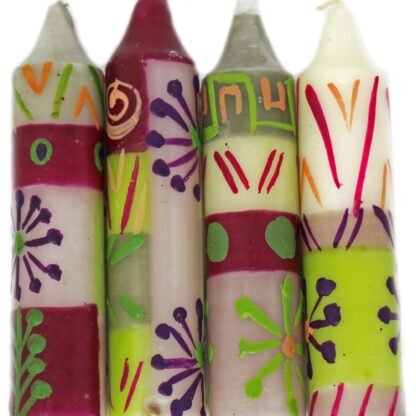 Hand-Painted 4" Dinner or Shabbat Candles, Set of 4 (Kileo Design) - Image 3