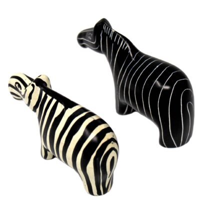 Zebra Soapstone Sculptures, Set of 2 - Image 4